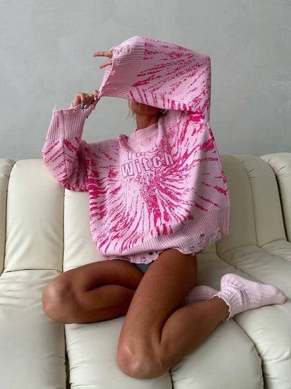 2023 Harajuku Women's Oversized Knitwear Sweaters Tops Trendy Jumpers Comfortable Fit Fashionable Ladies' Sweatshirts