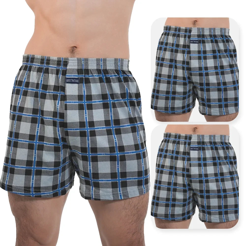 3pcs Mens High Waist Boxers Briefs 100% Cotton Plus Size Sleepwear Elastic Waistband Lounge ARO Pants Home Wear Comfort 50-140kg