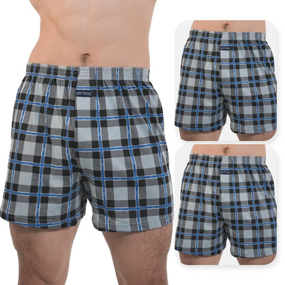 3pcs Mens High Waist Boxers Briefs 100% Cotton Plus Size Sleepwear Elastic Waistband Lounge ARO Pants Home Wear Comfort 50-140kg