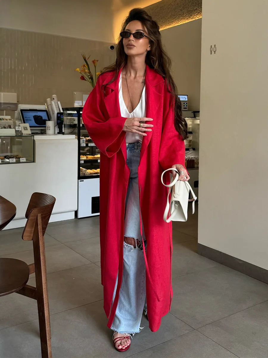 Tossy Casual Loose Lace-Up Dress Female Lapel Long Sleeve High Waist Solid Autumn 2025 New Bandage Dress Women's Commute Dress