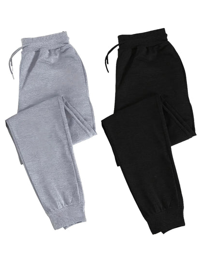 Men's two-piece casual sporty jogger pants, loose-fit sweatpants, wrinkle-resistant and shape-retaining, suitable for running,