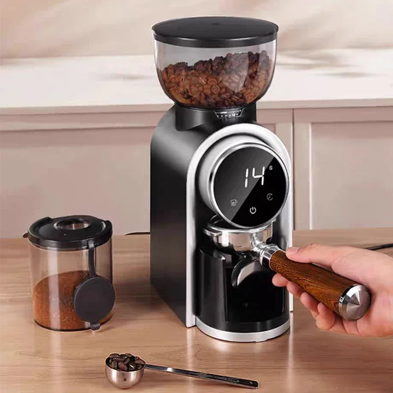 110V/220V Coffee bean grinde,Adjustable roughness,Electric Italian coffee grinder,Smart screen, with Italian stand