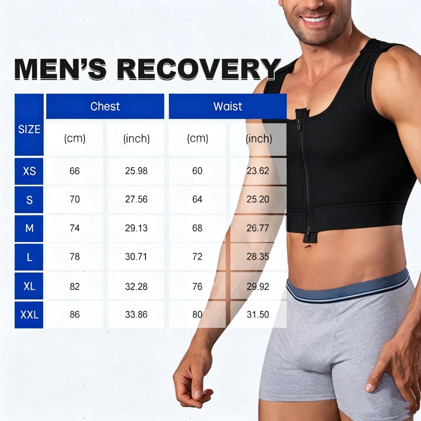 Men's Slimming Body Shaper Vest Sleeveless Zipper Front Gynecomastia Chest Compression Shapewear Post Operative Faja Top