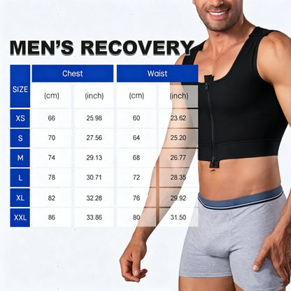 Men's Slimming Body Shaper Vest Sleeveless Zipper Front Gynecomastia Chest Compression Shapewear Post Operative Faja Top