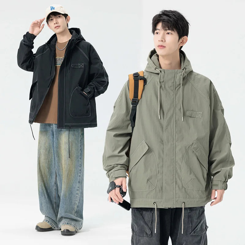 Spring Men's Jacket Outdoor Camping Trekking Jacket Fashion Loose Casual Jackets Autumn Hooded Coats Windproof Male Outerwear