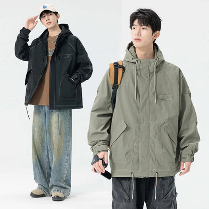 Spring Men's Jacket Outdoor Camping Trekking Jacket Fashion Loose Casual Jackets Autumn Hooded Coats Windproof Male Outerwear
