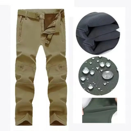 New Warm Winter Men Soft Shell Pants Travel Waterproof Outdoor Camping&Hiking Pants Fleece Windproof Skiing Trousers