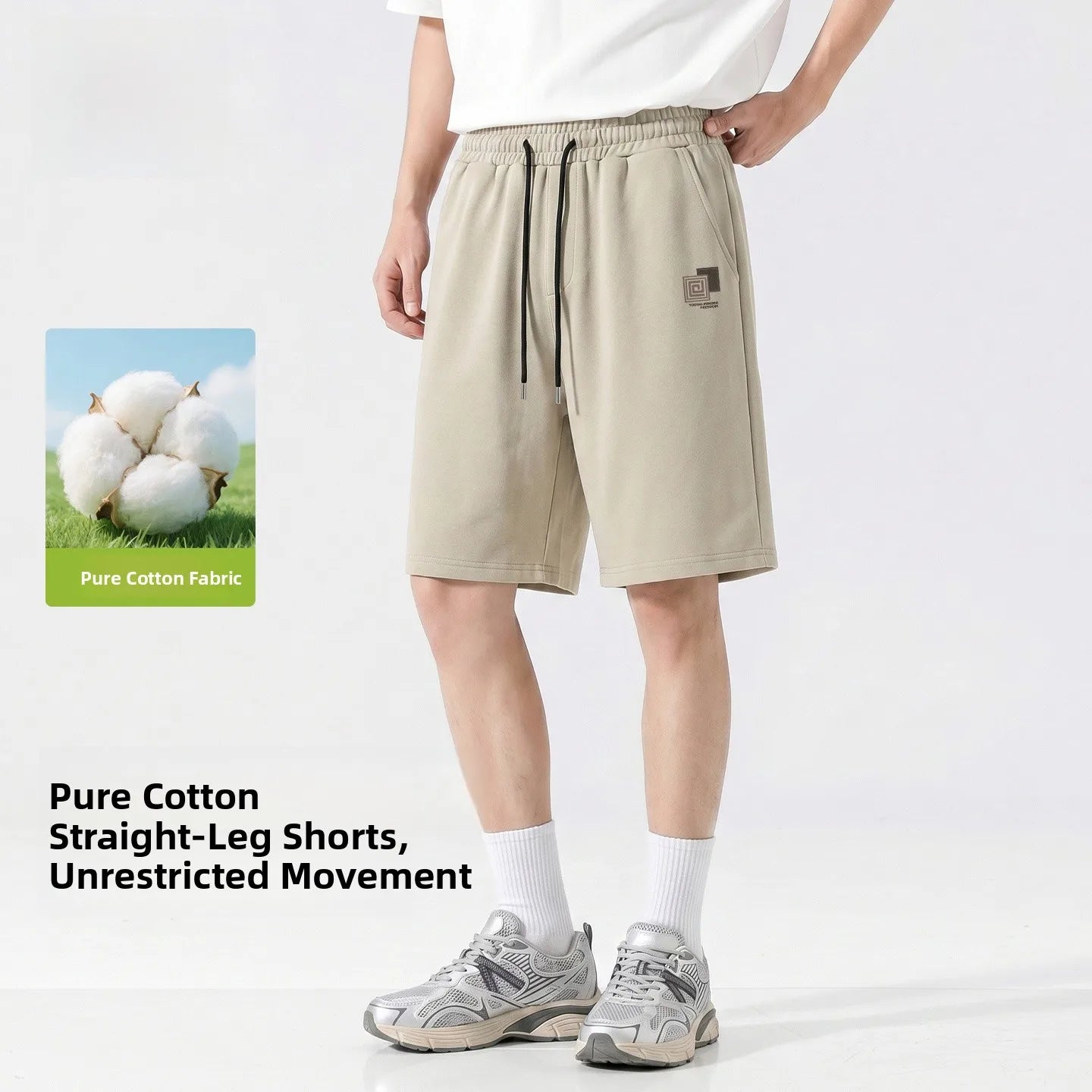 Baleno Men's Basketball Shorts Pure Cotton Sporty Casual Grey Summer Leisure Loose Fit Elastic Waist Short Length Pants