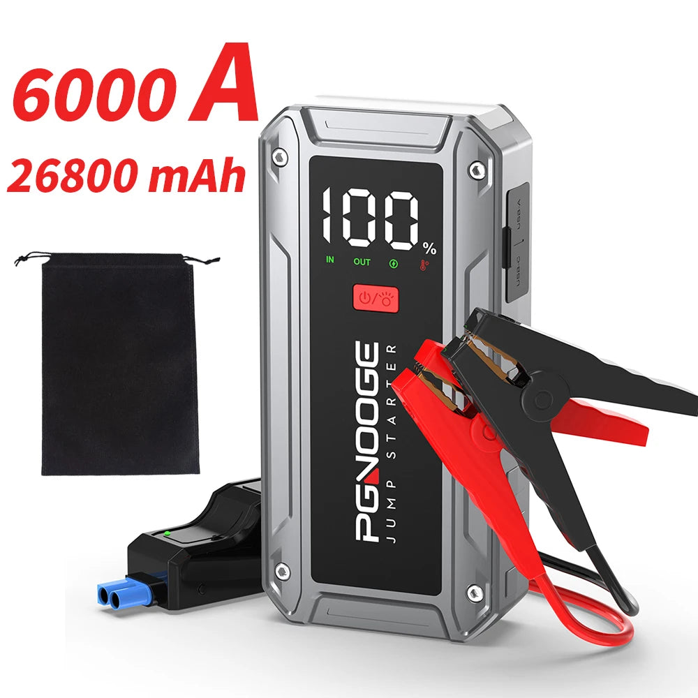 PGNOOGE 6000A 26800mAh Car Jump Starter, Car Battery Jump Starter, 12V Battery Booster Jump Starter, Portable Battery For Cars