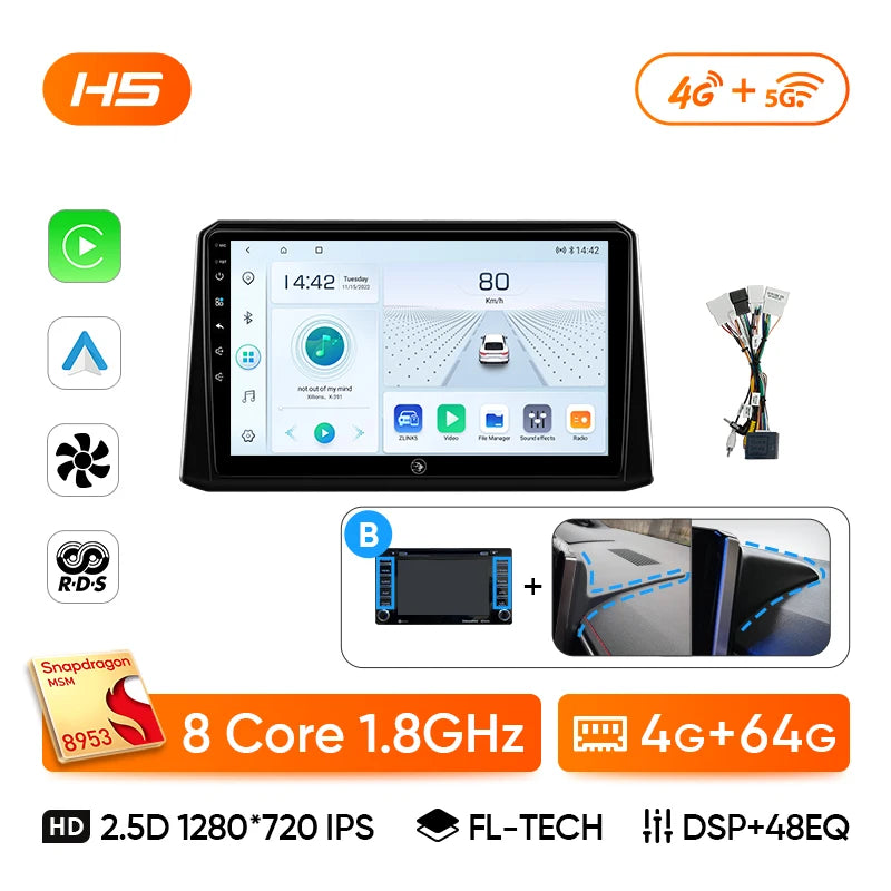 Ainavi Car Multimedia For Toyota Corolla 2019-2026 E210 Wireless Carplay Android Auto 4G Car Radio DSP Stereo IPS Screen 2 Din