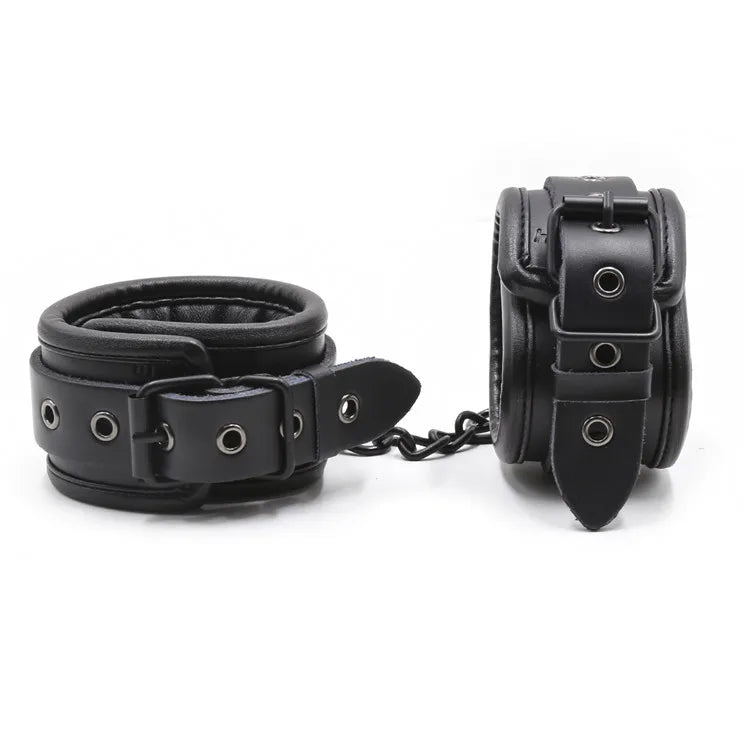 Top quality bdsm bondage set handcuffs and ankle collar fetish slave sex toys bondage man woman sex games for couples.