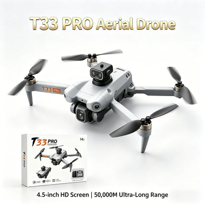 New T33 RC drone 8K professional high-definition camera 4.5-inch large screen folding four-axis aircraft 360 obstacle avoidance