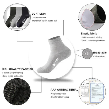MiiOW 5 Pairs Bamboo Fiber Men Socks Antibacterial Men's Mid Tube Socks Breathable Deodorant Anti Slip Man Warm Mid-calf Socks