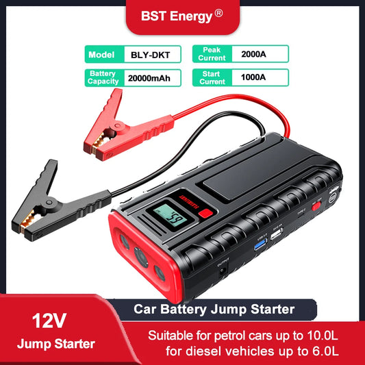 2000A 1600A Multifunctional Car Emergency Start Power Supply 12V Car Starting Charge 1200A 1000A 800A Jump Starter Start Booster