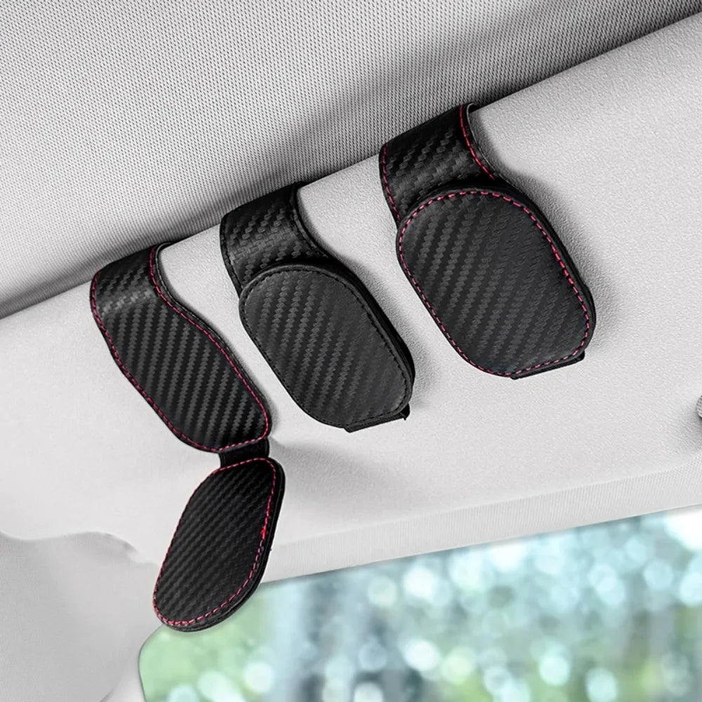 Magnetic Leather Eyeglass Hanger Clip Universal Car Sunglasses Holder Magnetic Eyeglass Hanger Clip For Cars Ticket Card Clip