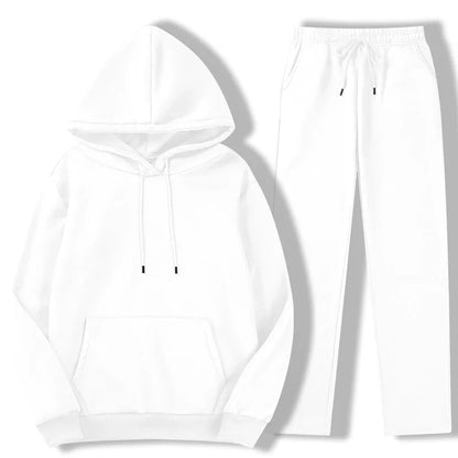 Men's Autumn Winter Solid Color Casual Sports Two - piece Hoodie and Pants Set S - 3XL Tracksuit for Daily Workout Enthusiasts