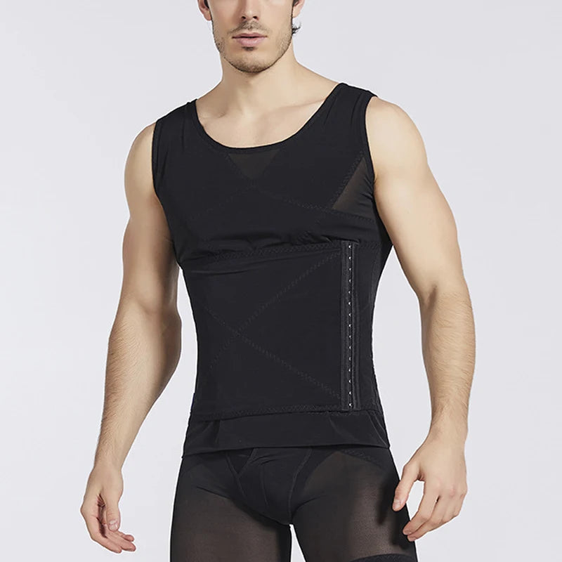 1pcs Men's shapewear Tops waist body Shaping Short Sleeves Abdomen Shapewear Waist Trainer T Shirt Tummy Slimming Sheath Corset