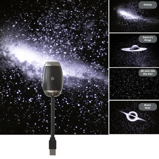 LED Starry Car Ambient Light USB Adjustable Focus Saturn Galaxy Large Range Projection Romantic Party Interior Decor Light