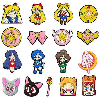 17-100pcs Japanese anime Shoe Charms For Slides Clogs Sandals,PVC Shoe Decorations Accessories Buckle For Christmas Gifts