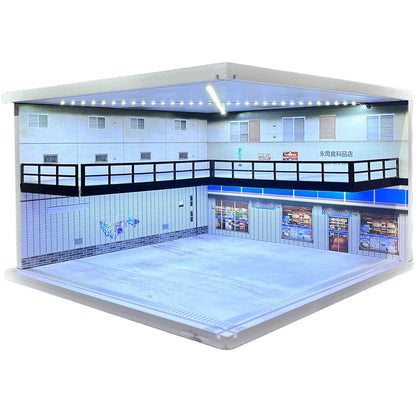 1/64 1/18 1/24 1/32 1/43 Scale Car Garage Diorama Models Set Scene LED Parking Lot Model for Matchbox Hot Wheels Collection