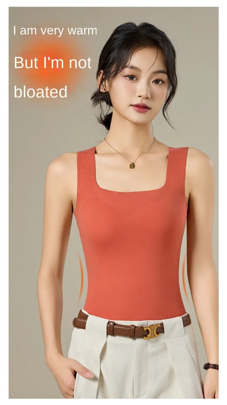 M-2XL For 40-75kg German Velvet Thermal Tank Top Women With Chest Pad Autumn and Winter Thickened Seamless Underwear