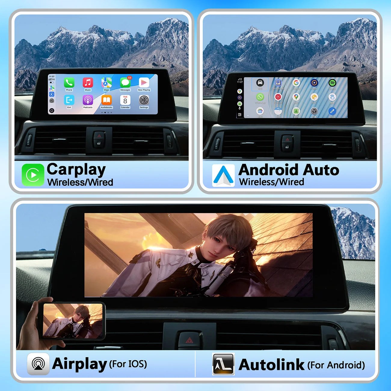 1920*720 Display Multimedia Player For BMW X1 F48 E84 2009-2018 NBT CIC GPS Wireless Carplay Android auto Touch Screen
