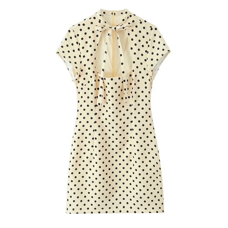 Elegant Short Sleeve Square Collar  Knot Decorated Dress ZA2026 New Summer Women's Fashion Company Annual Meeting