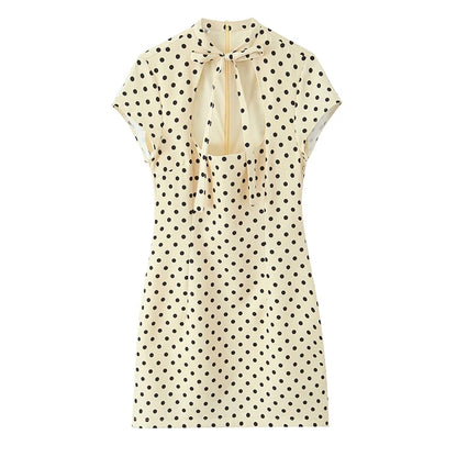 Elegant Short Sleeve Square Collar  Knot Decorated Dress ZA2026 New Summer Women's Fashion Company Annual Meeting