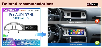 Android 14 Auto Radio CarPlay For Audi A6 C6 4f  For Audi Q7 4L 2005-2015 MMI 2G 3G GPS Car Multimedia Player Navi Stereo DSP