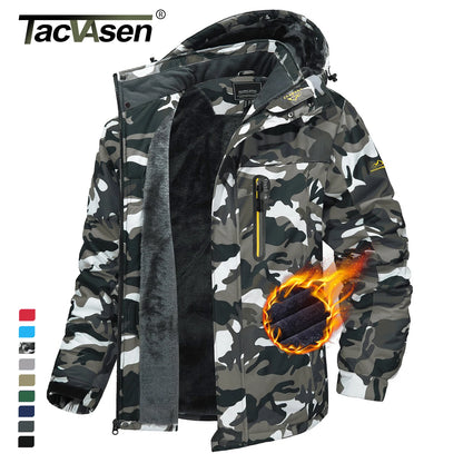 TACVASEN Winter Fleece Lining Parka Waterproof Mens Ski Snowboard Jackets Windproof Removable Hoodie Coats Casual Windbreaker