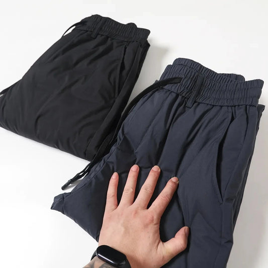 Thick Men's down Pants Winter Windproof Warm Water-Resistant Casual Duck down Straight Leg Long Trousers Youth Fashion