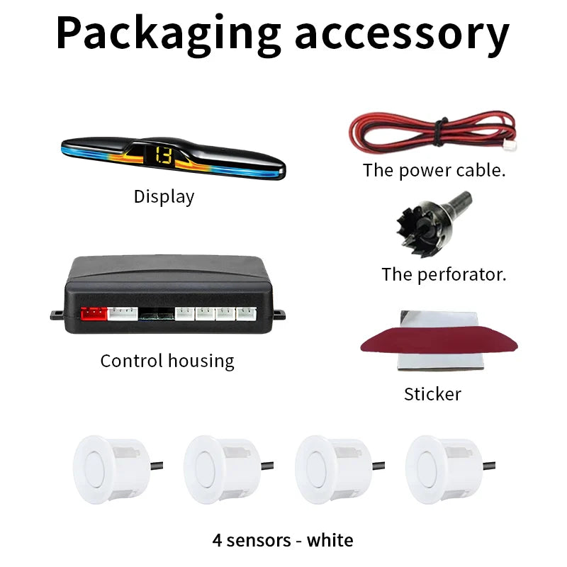 Source Factory 4-Probe Parking Sensor System 22mm 12V Voice Prompt Waterproof Reversing Radar Car Parking Assistance Kit