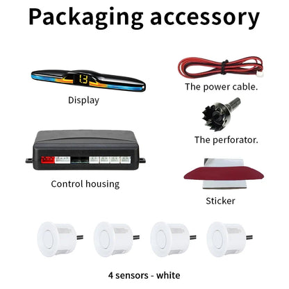 Source Factory 4-Probe Parking Sensor System 22mm 12V Voice Prompt Waterproof Reversing Radar Car Parking Assistance Kit