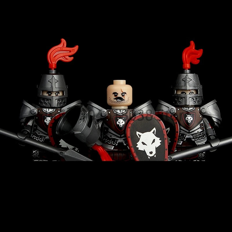 Green Dragon Raven Knights Shield Action Figures MOC Medieval Ancient Knights Scene Building Block Creative Toys for Children