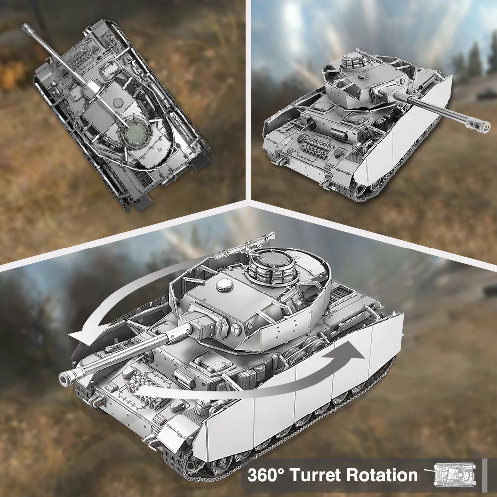 Piececool 3D Metal Model Kits for Adult Brain Teaser 1:48 Panzer IV Tanks H 3D Puzzle Creative Toy Jigsaw DIY Set Birthday Gift