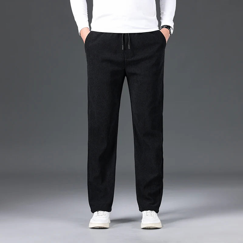 New Men's Winter Thicken Warm Classic Straight Business Fleece Thermal Trousers Brand Clothes Corduroy Plush Velvet Casual Pants