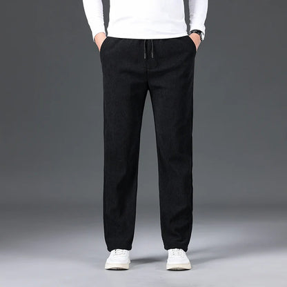 New Men's Winter Thicken Warm Classic Straight Business Fleece Thermal Trousers Brand Clothes Corduroy Plush Velvet Casual Pants