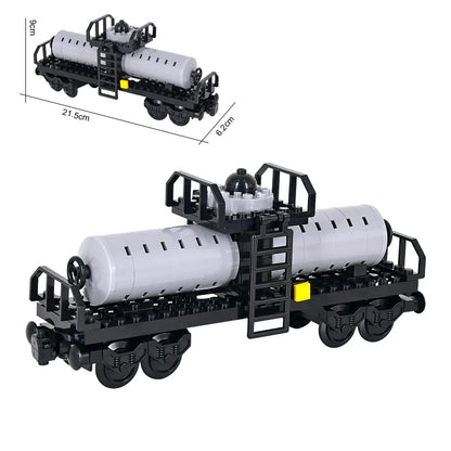 26cm Retro Double-Deck Passenger Train Car Building Blocks Model Green Gray Classic Train Display Toy for Hobbyists