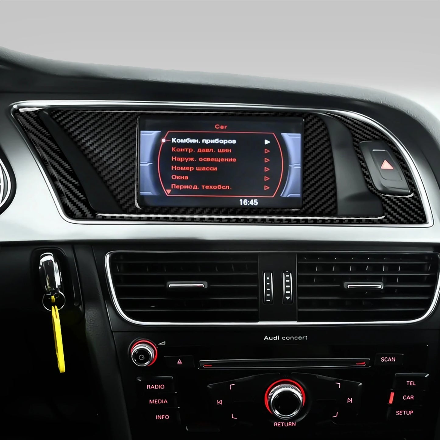 Car Center Console Gear Shift Panel Set, For Audi A4 S4 RS4 A5 S5 RS5 (2007-2016) Carbon Fiber Interior Sticker Trim Accessories