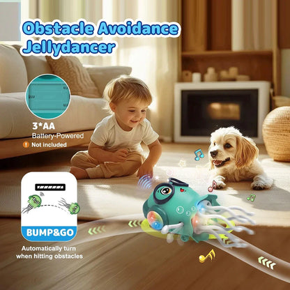 Dancing Jellyfish Toys for Kid Automatic Obstacle Avoidance Crawling Walking Electric Jellyfish with Light Music Christmas Gifts