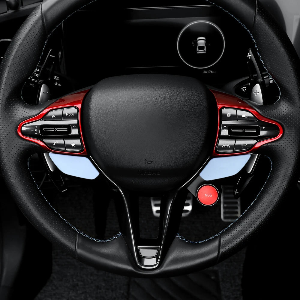 For Hyundai Veloster JS N 2019-2023 i30 N /CN7 N 2024 2025 Car Steering Wheel Button Frame Chin Decoration Cover Trim