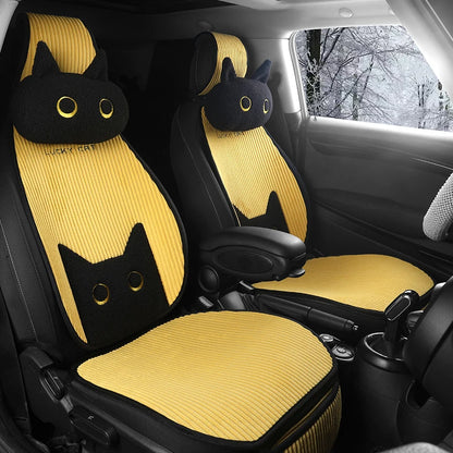 Lucky Kitten car seat covers, Corduroy Seat Cushion with Storage Bag Suitable for More Than 95% Car Models Trucks, Sedans SUVs