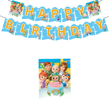 Cocomelon Birthday Party Decoration Tableware Set Birthday Cup Plate Napkin Tablecloth Cake Topper Balloon Party Favors Gifts