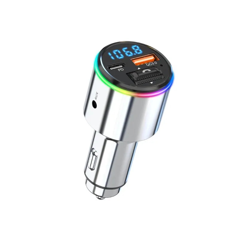 News AUX Player RGB LightBluetooth FM Transmitter Handsfree Car MP3 Player Stereo Car FM Modulator PD30W Quick Charge QC3.0