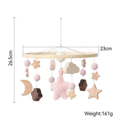 Baby Wooden Bedbell Bracket 0-12 Months Bed Bell Bracket Wooden Mobile Newborn Crochet Bed Bell Hanging Toys Newbaby Rattle Toys