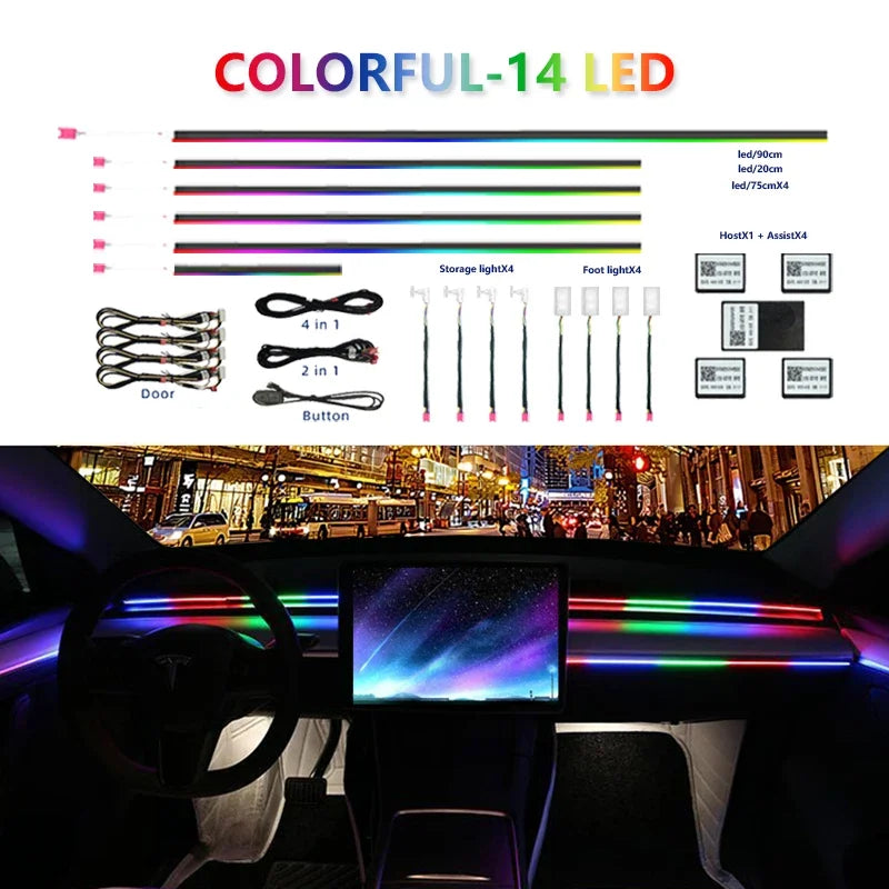 For BMW Only Neon Car Ambient Lights Full 213 Colors Streamer RGB LED Interior Hidden Ergonomic Strip For F10 F20 F30 G20 G30