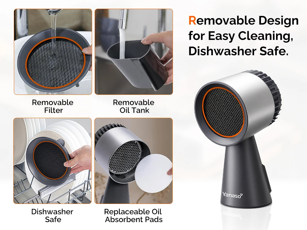 Portable Kitchen Range Hood, Quiet 3-Speed Countertop Exhaust Fan w/ Dual Carbon Filters, Oil Cup, Detachable, for Apartments, D