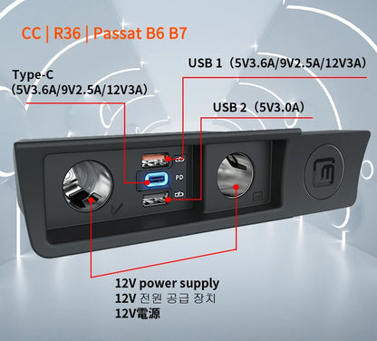 LOYEUANR For VW passat B6 B7  CC R36 Car Charger Cigarette lighter USB Fast Charging Type C  Power Adapter