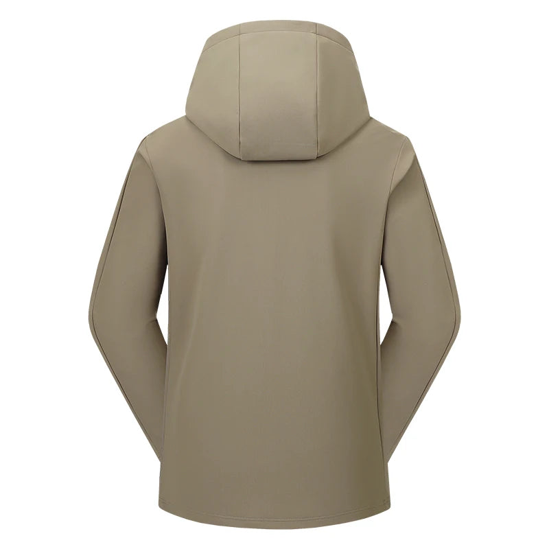 Men's Autumn and Winter Windproof and Warm Softshell Jacket with Hood, Zipper Coat That Is Durable, Comfortable and Versatile, Suitable for Daily Commuting and Outdoor Hiking Activities
