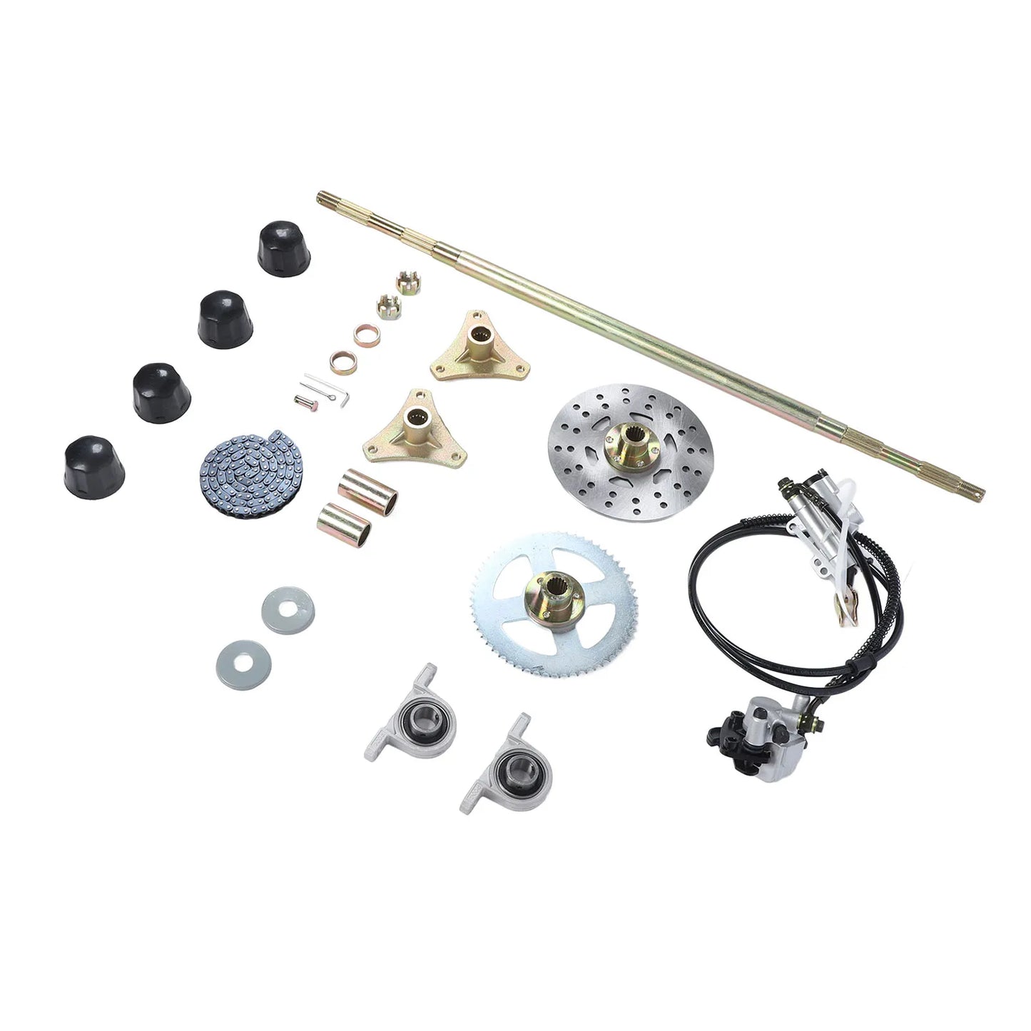 Go Kart Rear Axle Assembly  Construction 29in Axle Length Brake Disc Caliper Assembly for 50cc 70cc 90cc ATV Quads